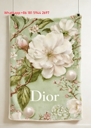 Dior Floral Botanical Pearl Art Flannel Throw Blanket Sofa Cover Blanket D395